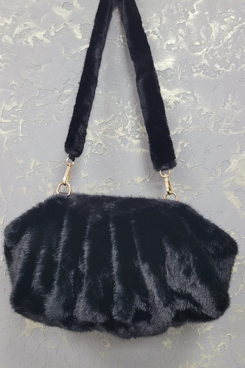 KLİPSLİ PELUŞ ÇANTA  Siyah