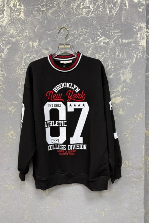 ŞARDONSUZ BROKLYN NEWYORK YAZILI SWEAT  Siyah