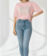 MCKY VOURSTY BASKILI TİŞÖRT  Pembe