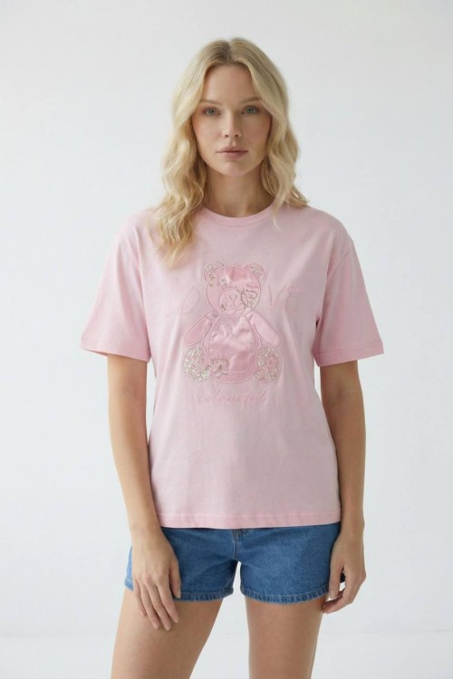 LOVE AYICIKLI TİŞÖRT  Pembe