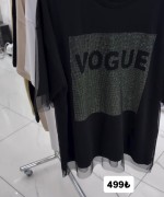 VOGUE TÜL DETAY TİŞÖRT  Siyah