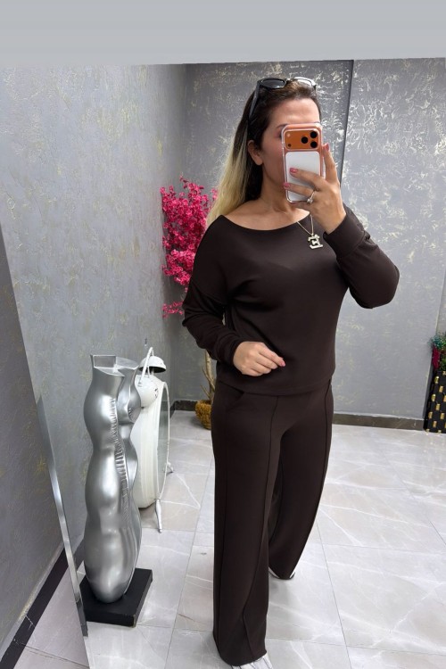 KAYIK YAKA İKİLİ TAKIM  Acı Kahve