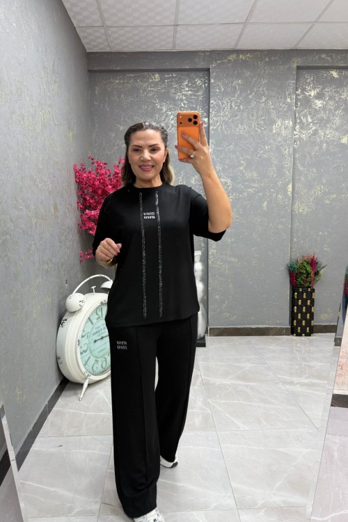 MI SIRA TAŞLI İKİLİ TAKIM  Siyah