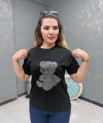 SİMLİ AYICIKLI TİŞÖRT  Siyah