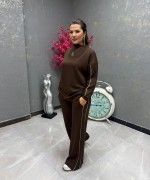 YAN ŞERİT DETAYLI İKİLİ TAKIM  Acı Kahve