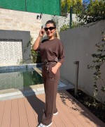 SIRT KEMER LEOPAR DETAYLI İKİLİ TAKIM  Acı Kahve
