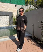 SIRT KEMER LEOPAR DETAYLI İKİLİ TAKIM  Siyah