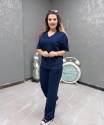 V YAKA MODAL KUMAŞ İKİLİ TAKIM  Lacivert