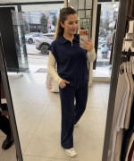 FULL TAŞLU FERMUARLI İKİLİ TAKIM  Lacivert