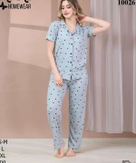PUANTİYELİ PİJAMA TAKIMI  Gri