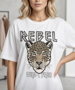REBEL YAZILI TİŞÖRT  Beyaz