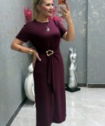 MODAL TOKALI ELBİSE  Bordo