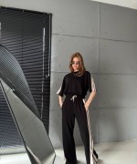 PAÇA YIRTMAÇLI İKİLİ TAKIM  Siyah