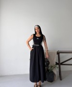 ADS KEMERLİ ELBİSE  Siyah
