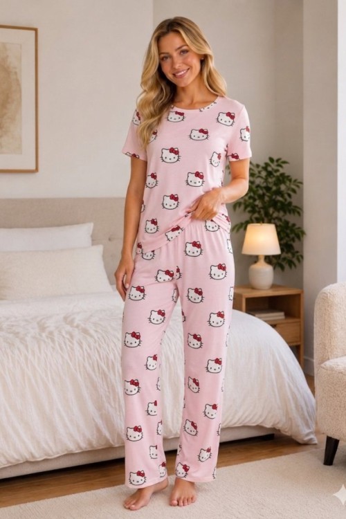HALO KİTY PİJAMA TAKIMI  Pembe