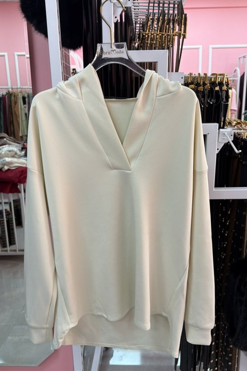 KAPŞONLU SWEAT Beyaz