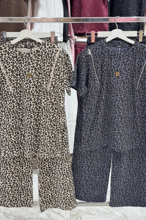 LEOPAR FERMUAR DETAYLI TAKIM Antrasit