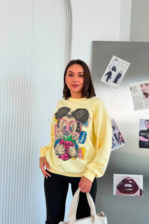 ÇİLEKLİ MCK SWEATSHİRT  Sarı