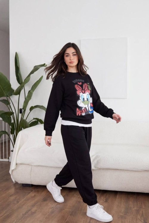 ÖRDEK BASKILI SWEATSHİRT  Siyah