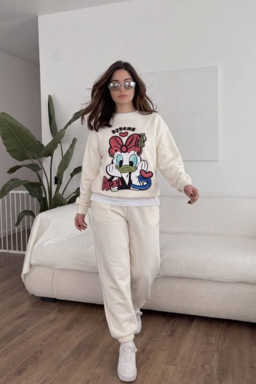 ÖRDEK BASKILI SWEATSHİRT  Beyaz