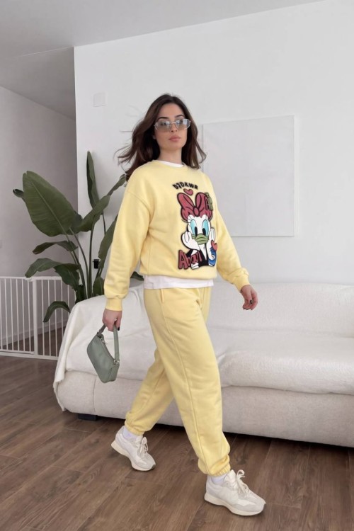 ÖRDEK BASKILI SWEATSHİRT  Sarı