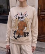 GÖZLÜKLÜ BUGS BUNY SWEATSHİRT  Bej