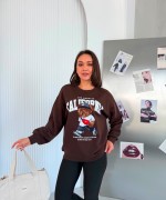 CALIFORNIA YAZILI SWEATSHİRT  Acı Kahve