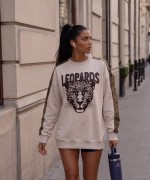 LEOPARDS YAZILI SWEATSHİRT  Bej