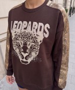 LEOPARDS YAZILI SWEATSHİRT  Acı Kahve