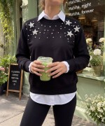 YILDIZ DETAYLI SWEATSHİRT  Siyah