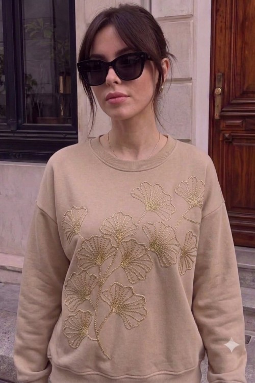 ÇOKLU PAPATYALI SWEATSHİRT  Bej