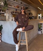 KELEBEK NAKIŞLI SWEATSHİRT  Acı Kahve