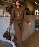 LV TAŞLI SWEATSHİRT  Kahverengi