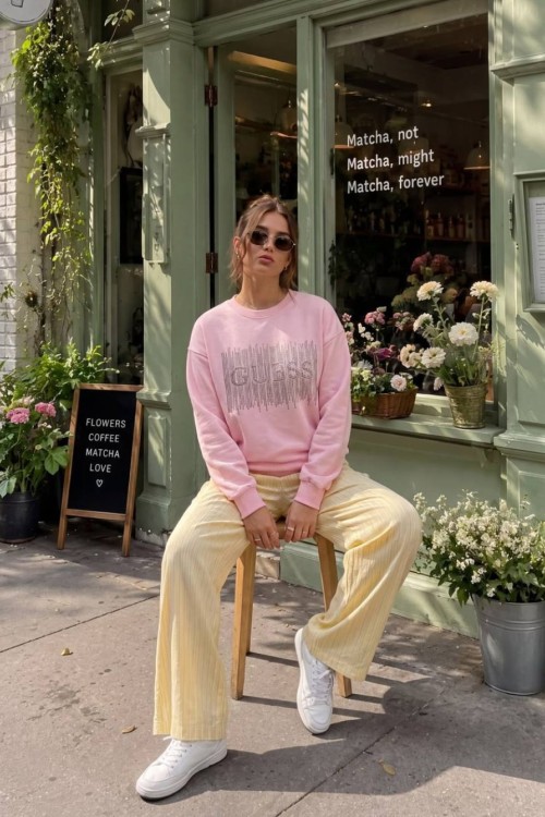 GES TAŞLI SWEATSHİRT  Pembe