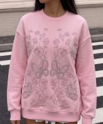 KELEBEK PAPATYALI SWEATSHİRT  Pembe