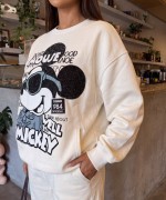 MOUSE MAVİ GÖZLÜKLÜ SWEATSHİRT  Beyaz