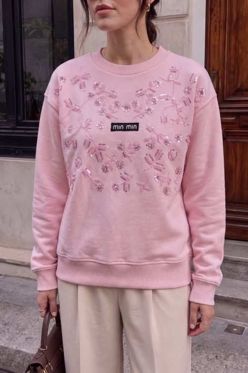 MİN MİN YAZILI SWEATSHİRT  Pembe