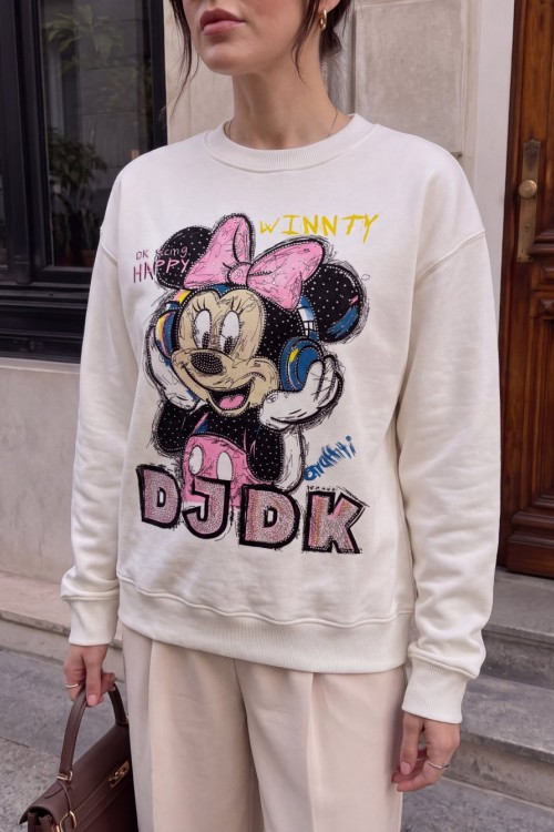 FİYONKLU MCKY SWEATSHİRT  Beyaz