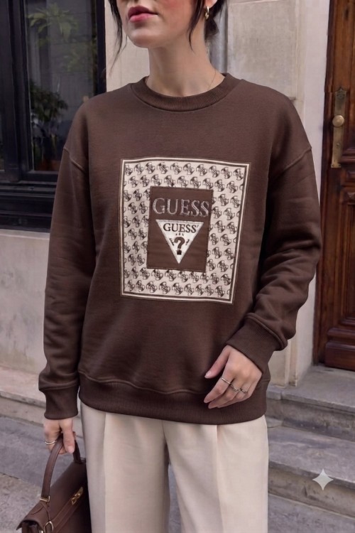 GES KARE DETAY SWEATSHİRT  Acı Kahve
