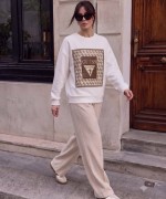 GES KARE DETAY SWEATSHİRT  Beyaz