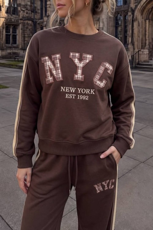 NYC NEW YORK YAZILI İKİLİ TAKIM Acı Kahve
