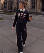 NYC NEW YORK YAZILI İKİLİ TAKIM Siyah