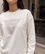 GES ÜÇGEN TAŞLI SWEATSHİRT  Beyaz