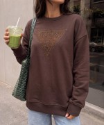 GES ÜÇGEN TAŞLI SWEATSHİRT  Acı Kahve
