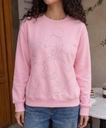 BONCUKLU MİKİLİ SWEATSHİRT  Pembe