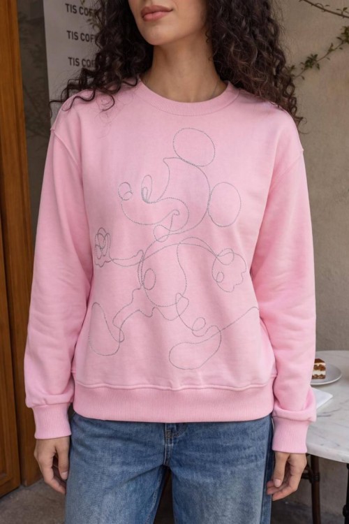 BONCUKLU MİKİLİ SWEATSHİRT  Pembe