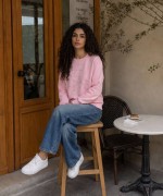 BONCUKLU MİKİLİ SWEATSHİRT  Pembe
