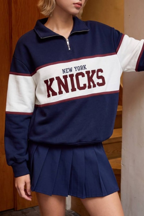 NEW YORK KNICKS YAZILI SWEATSHİRT  Lacivert