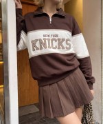 NEW YORK KNICKS YAZILI SWEATSHİRT  Acı Kahve