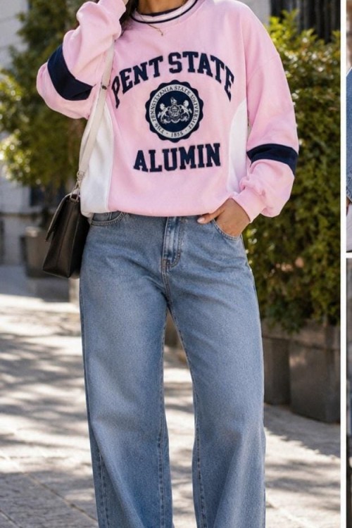 PENT STATE YAZILI SWEATSHİRT  Pembe